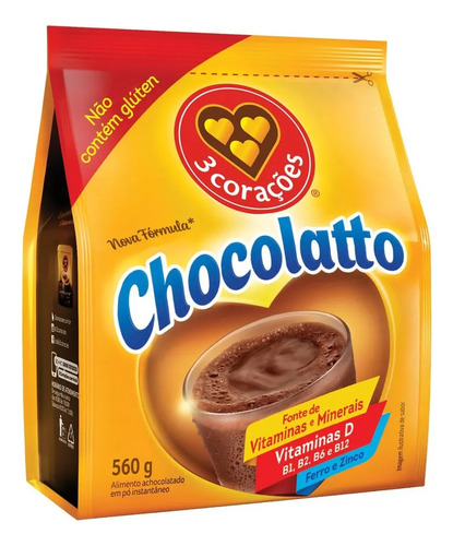 Achocolatado Em Pó Chocolatto 560g Três Corações