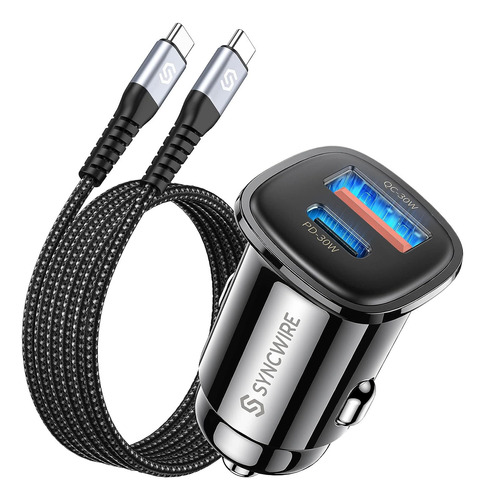 Cargador De Coche Syncwire Usb C De 60 W [pd 30 W Y Qc 30 W]