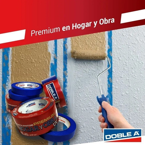 Imagen 3 de 10 de Cinta Papel Azul Enmascarar Pintor 18x40m Premium Uv Doble A