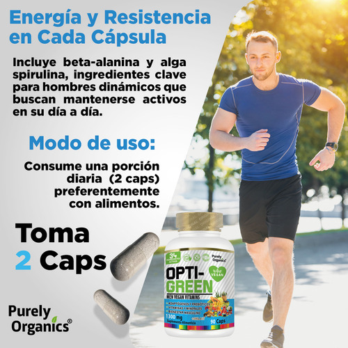 Optigreen Men Vegan Vitaminas 90 Caps Sabor Sin sabor