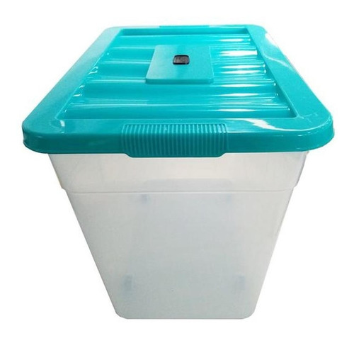 Caja De Transporte, Mxxpt-004, 4 Pzas, 78 Lt, 54x38x46cm, A Color Transparente/azul Turquesa BoxTicaaa