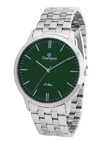 Relógio Champion Prateado Slim Verde Cn21103g 42mm