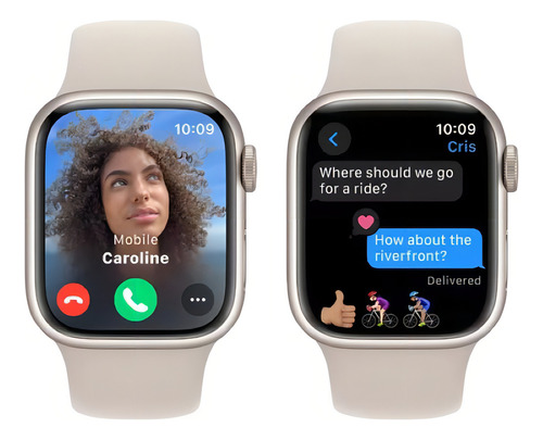 Apple Watch Series 9 GPS • Caixa estelar de alumínio – 41 mm • Pulseira esportiva estelar – P/M - Excelente (Recondicionado)
