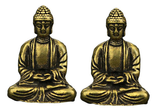 2 Peças De Latão Shakyamuni Buda Estátuas Sentadas