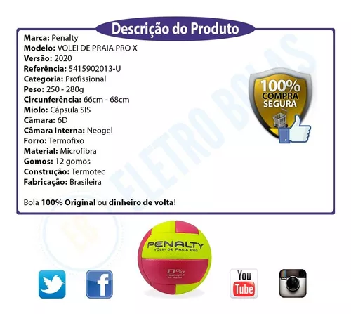 Bola Vôlei Penalty Pro 6.0 X A…