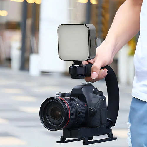 Trípode Premium Para Cámara Y Celular Con Luz Y Micrófono Negro