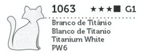 Tinta Óleo Premium G1 Opaco 20ml Gato Preto Cor Branco de titânio