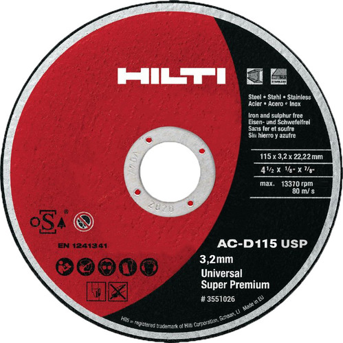 Disco Corte De 4 1/2  X 1/8  X 7/8  Ref. 3551026 Marca Hilti