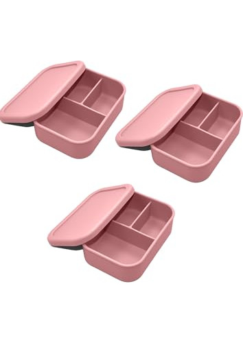 Set 3 Cajas Bento De Silicona Con 3 Compartimentos - Contene