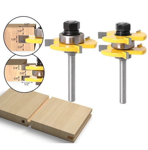 Imagen 5 de 8 de Set 2 Fresas Tupi 6 Mm Para Machihembrado Para Espesor 3/4'