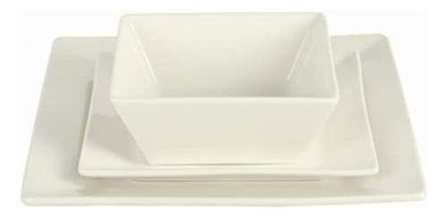 Gibson Home Zen Buffet 138590.24r Vajilla Cuadrada Dura De Color Blanco (cuadrado Duro)