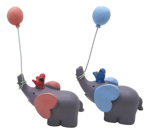 Estatuilla De Resina Con Forma De Elefante Rosa Y Azul, Ador