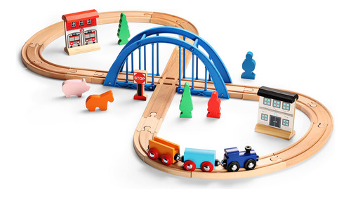 Sainsmart Jr. Juego De Tren De Madera Figura 8 Para Nios Peq