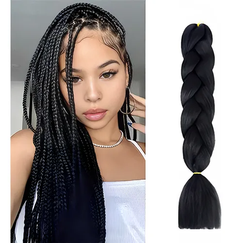 Extensiones 100% De Kanekalon Puro Para Trenzas Africanas Color Negro