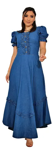 Vestido Feminino Jeans Moda Evang lica Mullet Danubia 02 Frete