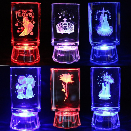 Imagen 10 de 10 de 18pz Recuerdo Personalizado Cristal 3d Luz Boda Bautizo Etc