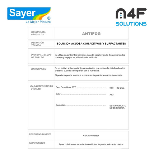 Anti Fog Sayer Anti Empañante Para Cristales Ka-0610 2 Pza
