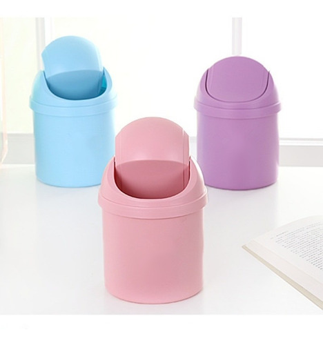Imagen 6 de 9 de Set X 4 Cesto Vaivén Mini Tacho Basura Mesa Escritorio 1,5lt