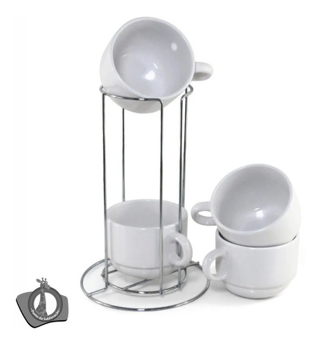 Kit Torre Com 4 Xícaras Live Sub 150ml Sublimação C/ Suporte Live! Branco