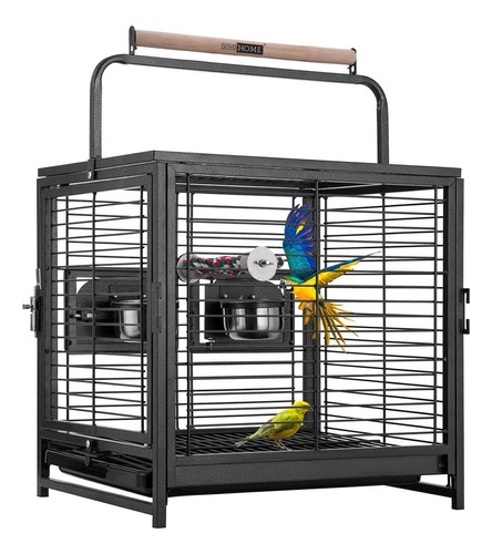 19 Inch Wrought Iron Bird Travel Carrier Cage For Parrots Co