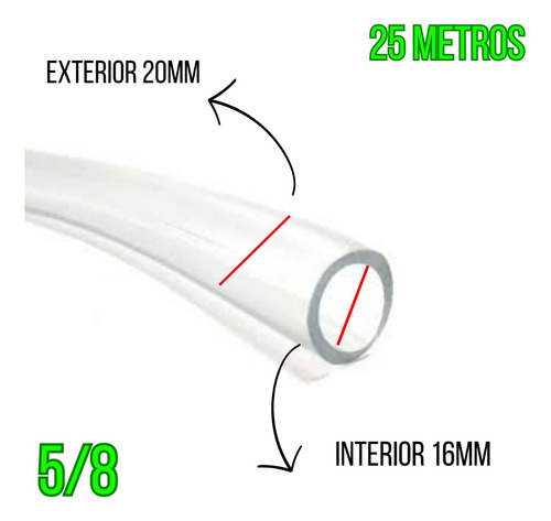 Imagen 2 de 2 de Manguera Cristal 5/8 Aire Nivel 12x20m Reforzada Rollo 25mts