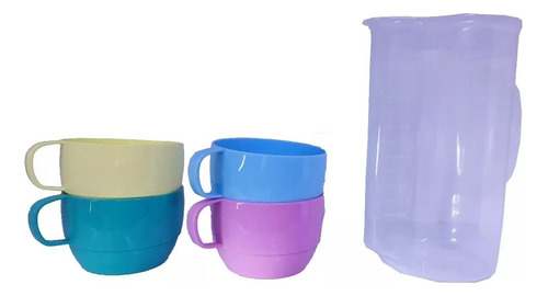 Kit Jarra Porta 4 Vasos Tazas 1.6 Litros Camping Outdoor