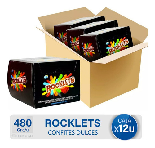 Caja Chocolate Rocklets Arcor Confitados Con Leche Dulces