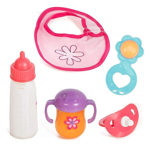 ~? Mommy & Me Baby Doll 5 Piece Feeding Accessories Set - In
