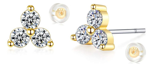 Myears Pendientes Trío Para Mujer, Oro, Tres Diamantes, Circ