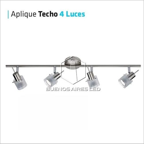 Aplique Techo Led Cuba Moderno 4 Spot Gu10 + 4 Dicroica