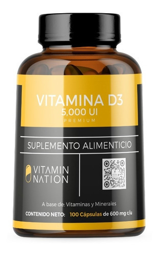 Vitamina D3 5,000 Iu 100 Capsulas 3 Meses Premium Eg D40 Sabor Sin Sabor