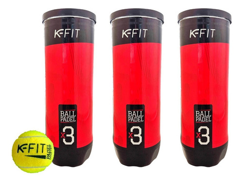 Pack 3 Tarros Pelotas Padel K-fit 9 Unidades