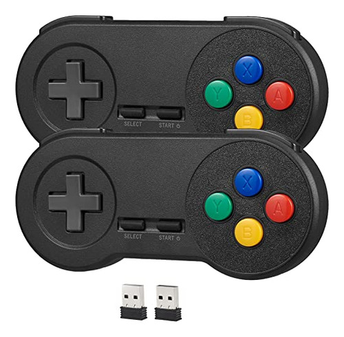 Paquete De 2 Controladores Usb Snes Inalámbricos De 2 4 Ghz