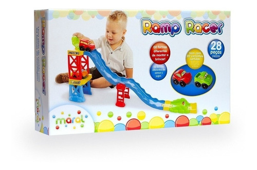 Super Pista Com 2 Carrinhos Ramp Racer 28 Peças - Maral