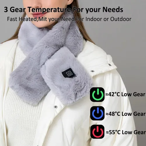 Bufanda Térmica Para Cuello, Terciopelo, Carga Usb, 3 Nivele