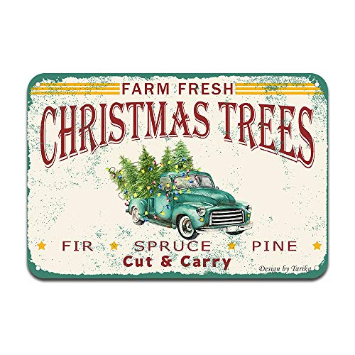 Farm Fresh Christmas Trees Verde Camión Vintage Con Árboles 