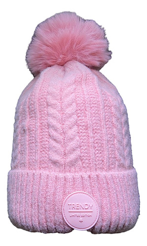 Gorro De Lana Trendy Mujer Liso Invierno 13804 Rosa