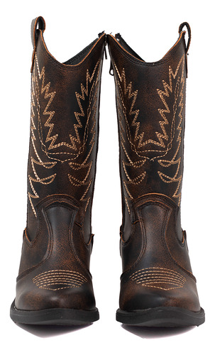 Botas Texanas Caña Media Taco Bajo Mujer Cuero Eco