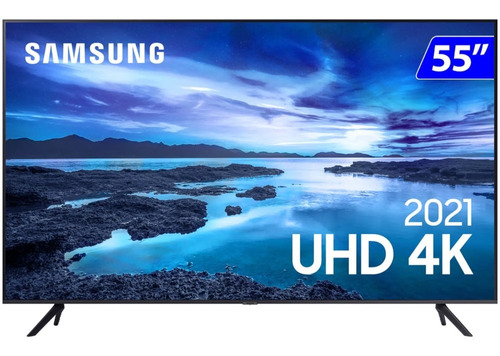 Imagem 1 de 9 de Smart Tv Samsung 55 4k 2021 Tizen Comando De Voz Un55au7700g