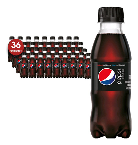 Refrigerante Pepsi Black Zero Pet 200ml (36 Garrafinhas) Kit