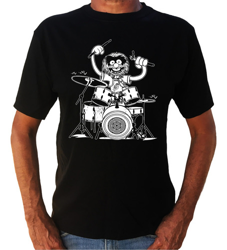 Camiseta  Muppets Animal Baterista Selvagem Bateria Drums