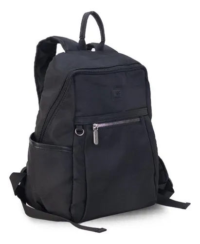 Mochila Tela Impermeable Bolsillo Al Frente Dama Lincolns Color Negro
