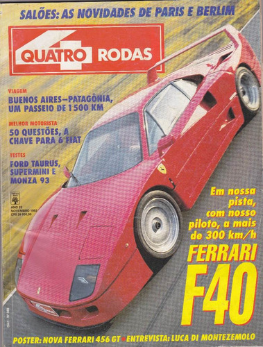 Revista Quatro Rodas Ano 33 - Número 388 - Novembro De 1992