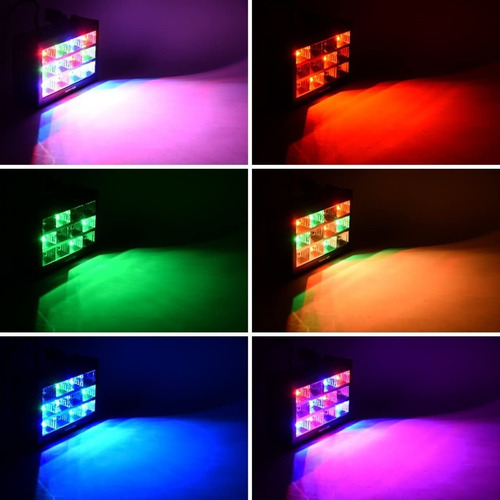 Foco Led Luz Estraboscópica 12 Led Rgb Corte Imagen Fiesta