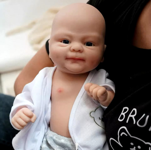 Bebé Reborn Niño De 36cm Silicona Platino Ojos Abiertos