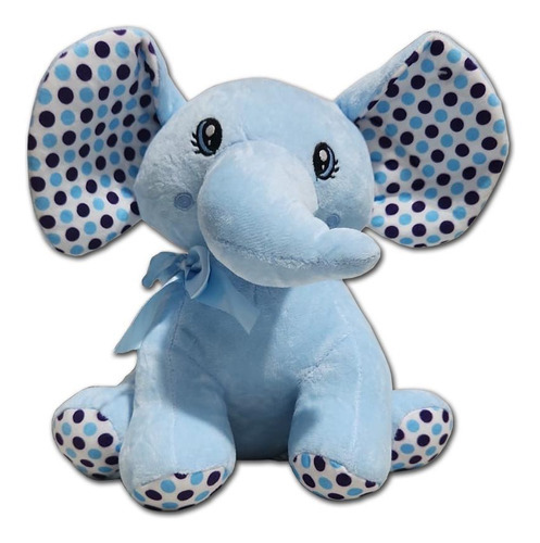 Elefante Pelúcia Elefantinho Fofo 25cm Antialérgico Azul