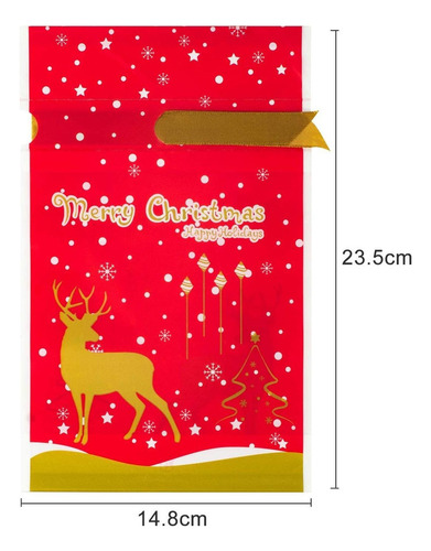 ^ Bolsa De Dulces Navideños Bolsa Regalo Plástico Con Cordón