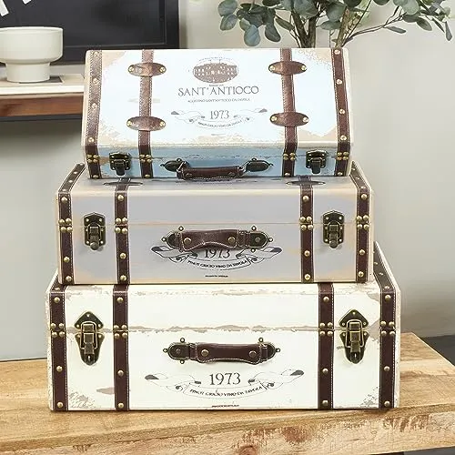 Cofre Anidante De Madera Con Detalles Vintage, Juego De 3