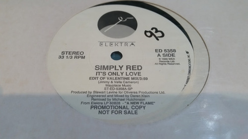 Simply Red Its Only Love Vinilo Maxi Promo Usa Excelente 89