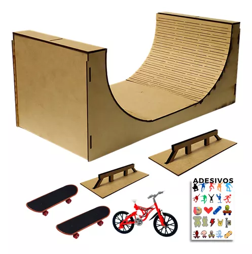 Pista / Rampa Skate Dedo Mdf 43 Cm X 20 Cm Para Brincar